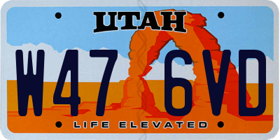 UT license plate W476VD