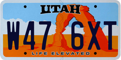 UT license plate W476XT