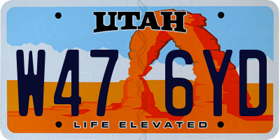 UT license plate W476YD