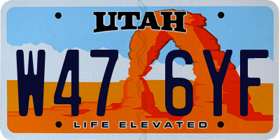 UT license plate W476YF