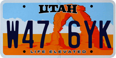 UT license plate W476YK