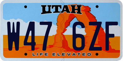 UT license plate W476ZF