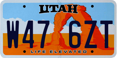 UT license plate W476ZT