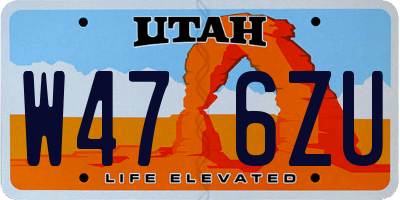 UT license plate W476ZU