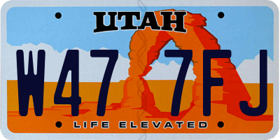 UT license plate W477FJ
