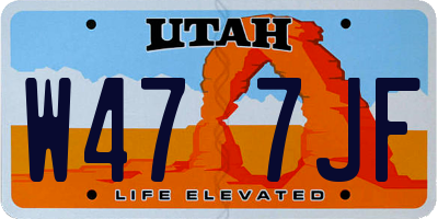 UT license plate W477JF