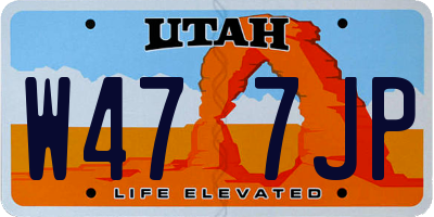 UT license plate W477JP