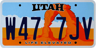 UT license plate W477JV