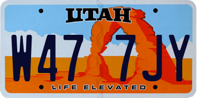 UT license plate W477JY