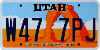 UT license plate W477PJ
