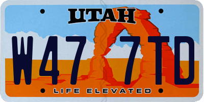 UT license plate W477TD
