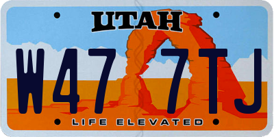 UT license plate W477TJ