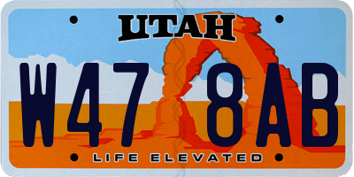 UT license plate W478AB