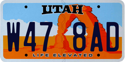 UT license plate W478AD