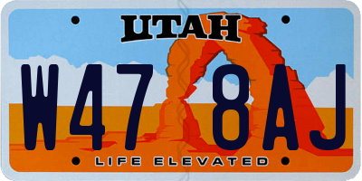 UT license plate W478AJ