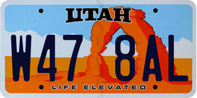 UT license plate W478AL