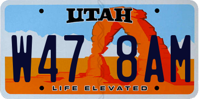 UT license plate W478AM