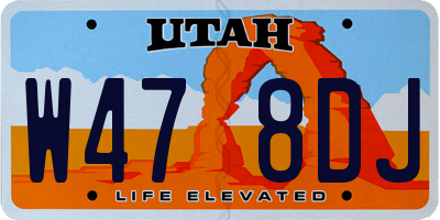 UT license plate W478DJ