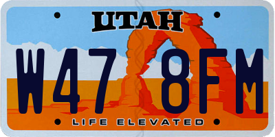UT license plate W478FM