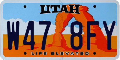 UT license plate W478FY