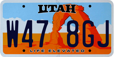 UT license plate W478GJ