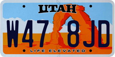 UT license plate W478JD