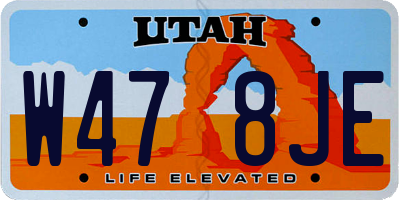 UT license plate W478JE