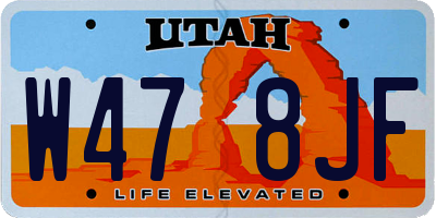 UT license plate W478JF