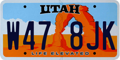 UT license plate W478JK