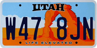 UT license plate W478JN