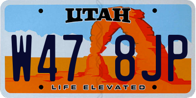 UT license plate W478JP