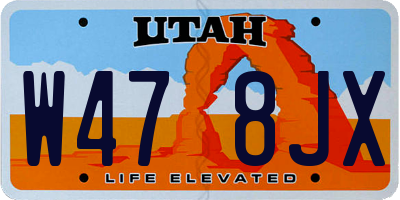 UT license plate W478JX
