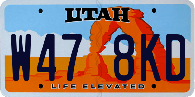 UT license plate W478KD