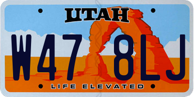 UT license plate W478LJ