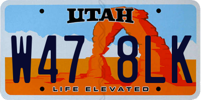 UT license plate W478LK