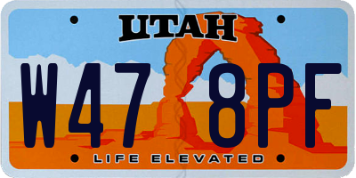 UT license plate W478PF