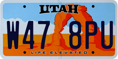 UT license plate W478PU