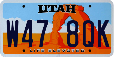 UT license plate W478QK