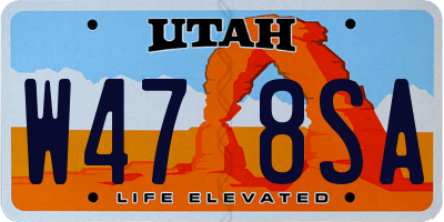 UT license plate W478SA