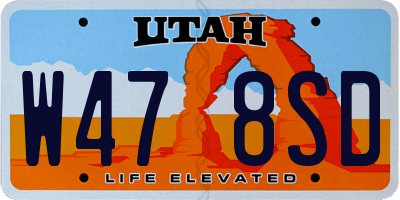 UT license plate W478SD