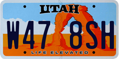 UT license plate W478SH