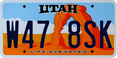UT license plate W478SK