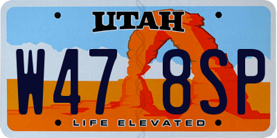UT license plate W478SP