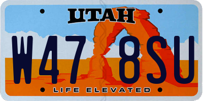 UT license plate W478SU