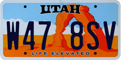 UT license plate W478SV