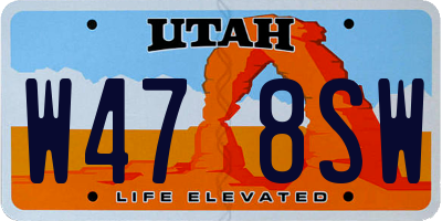 UT license plate W478SW