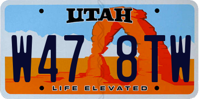 UT license plate W478TW