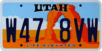 UT license plate W478VW