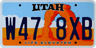 UT license plate W478XB