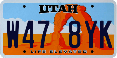 UT license plate W478YK